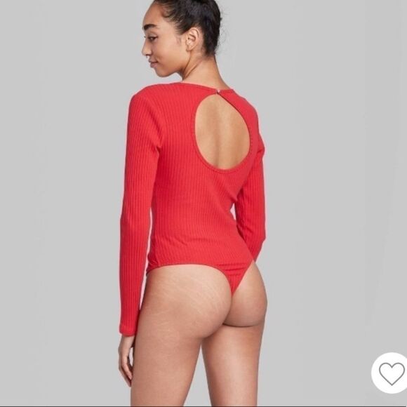 Wild Fable Long Sleeve Open Back Ribbed Bodysuit - Picture 1 of 5